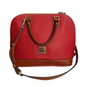 Dooney & Bourke Pebble Grain Zip Zip Satchet -  Red Leather Purse Handbag
